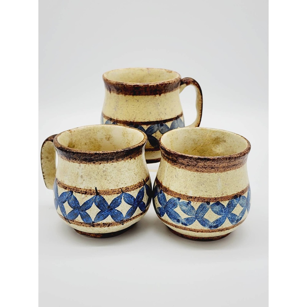 Set of 3 Vintage Chatham Pottery Mugs, Handmade Kansas USA, 1960's